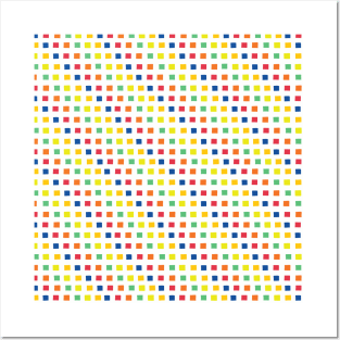 White grid over rainbow squares Posters and Art